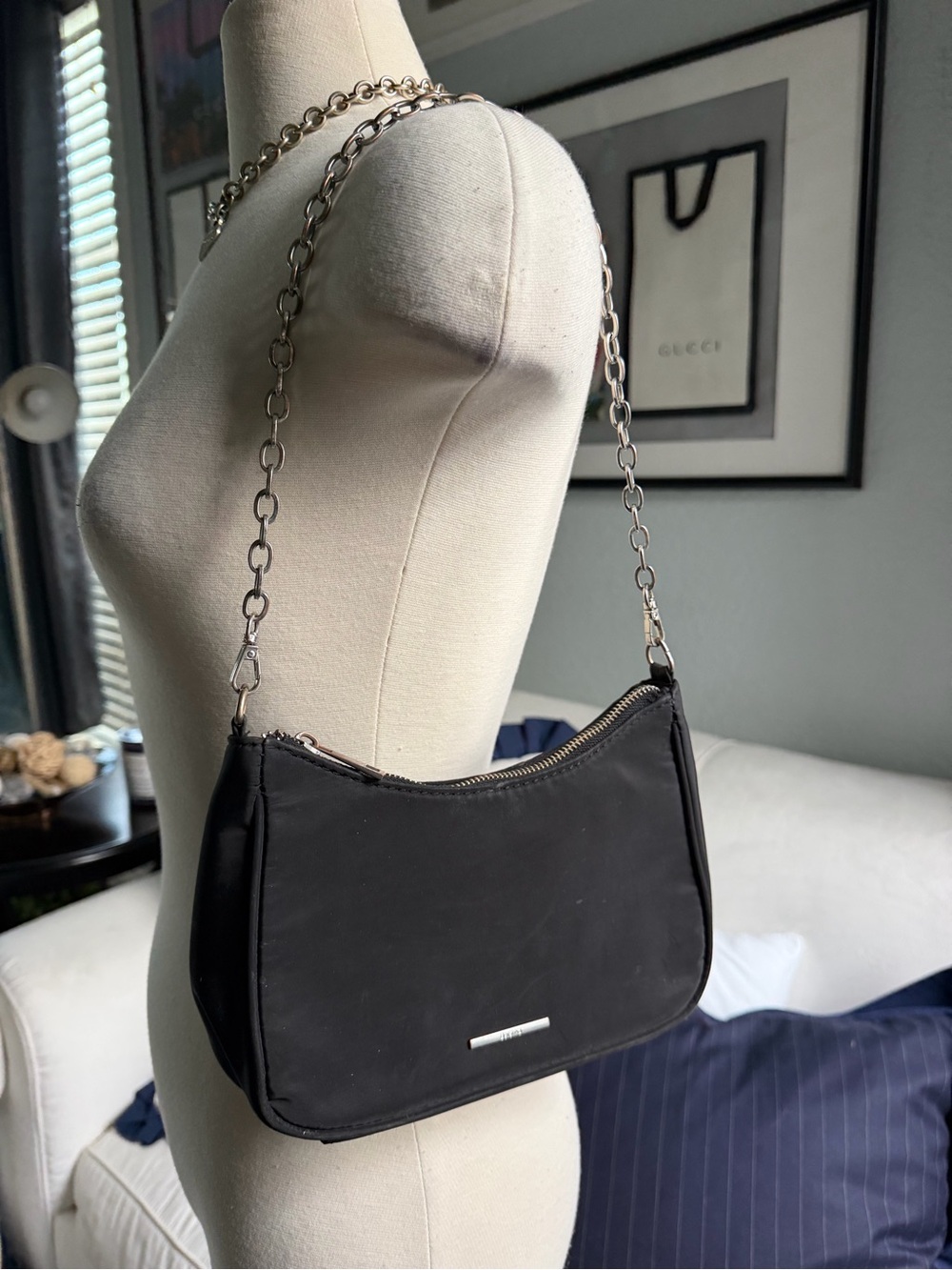 Y2k Black Chain-Handle Shoulder Bag - Minimalist Everyday Style